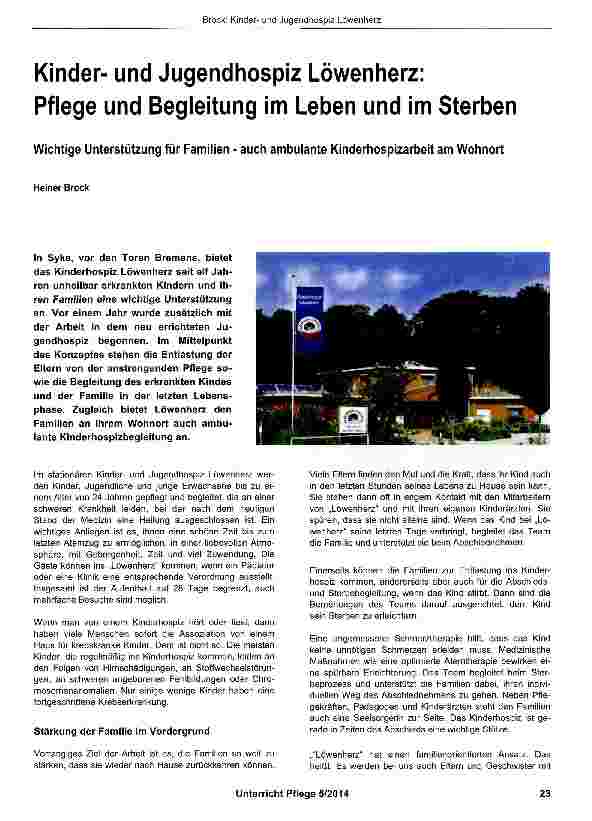 Vorschauseite 1: Kinderund Jugendhospiz Löwenherz: Pflege und Begleitung im Leben und im Sterben