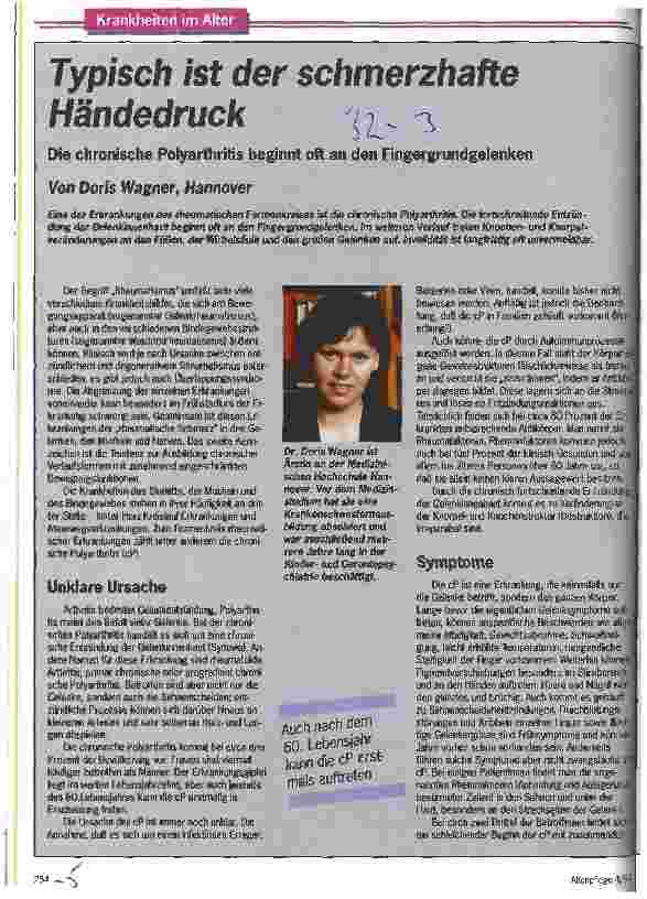 Vorschauseite 1: Typisch ist der schmerzhafte Händedruck Die chronische Polyarthritis beginnt oft an den Fingergrundgelenken