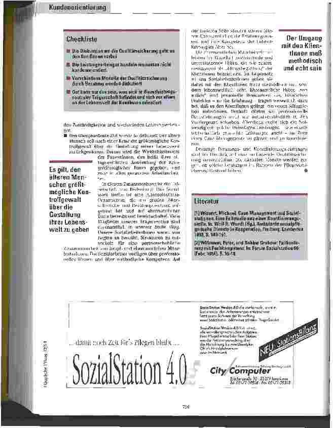 Vorschauseite 4: Wege aus dem Pflegemarkt-Dilemma Beratung und Koordinierung - ein vernachlässigtes Thema in den Planungsdiskussionen zur Pflegequalität