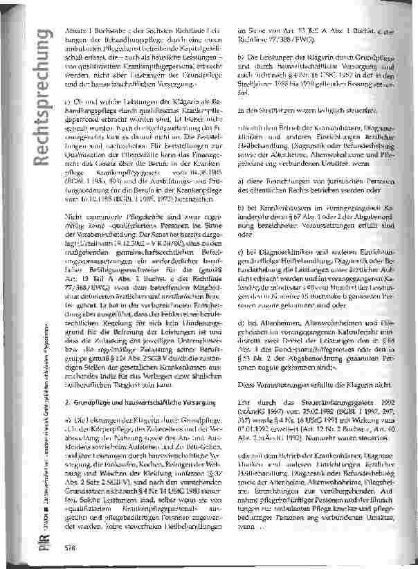 Vorschauseite 5: Zur Steuerfreiheit von Umsärtzen eines als GmbH geführten ambulanten Pflegedienstes