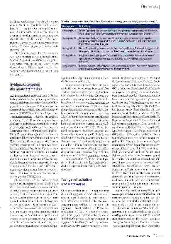 Vorschauseite 2: Literatursuche und -Sichtung zu Fragen der Hygiene über das Internet -zwischen Eminenz, Exzellenz und Evidenz