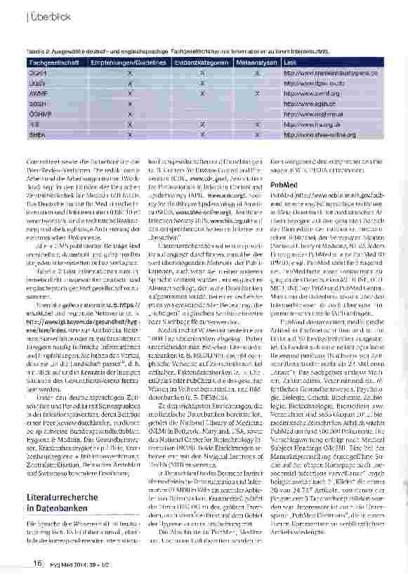 Vorschauseite 3: Literatursuche und -Sichtung zu Fragen der Hygiene über das Internet -zwischen Eminenz, Exzellenz und Evidenz
