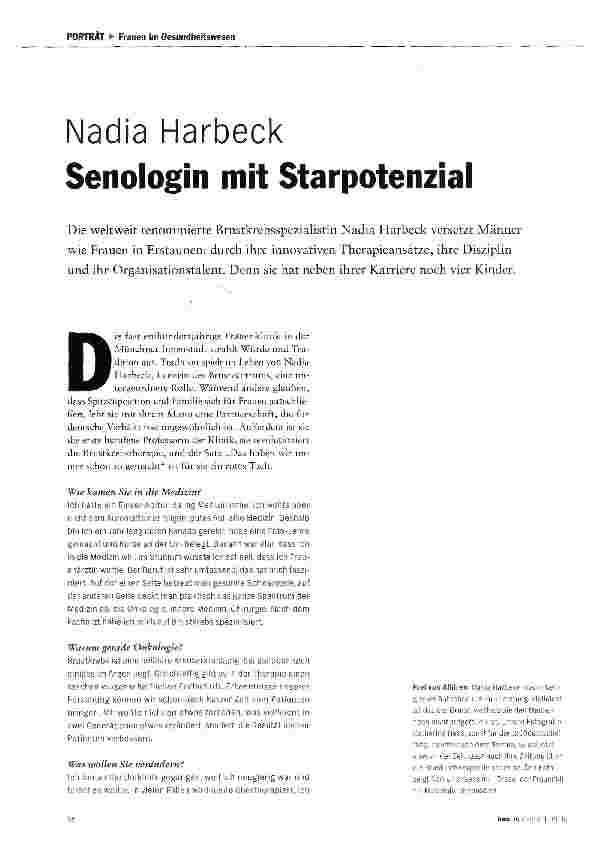 Vorschauseite 1: Nadia Harbeck Senologin mit Starpotenzial