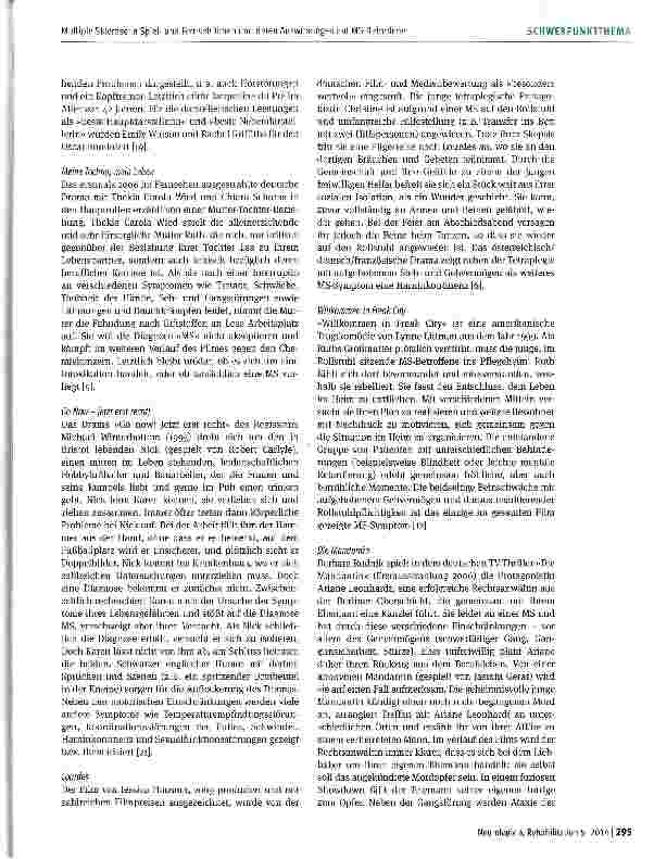 Vorschauseite 3: Multiple Sklerose in Spielund Fernsehfilmen und deren Auswirkungen auf MS-Betroffene