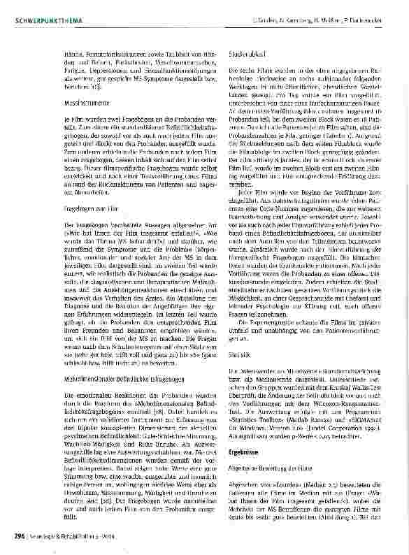 Vorschauseite 4: Multiple Sklerose in Spielund Fernsehfilmen und deren Auswirkungen auf MS-Betroffene