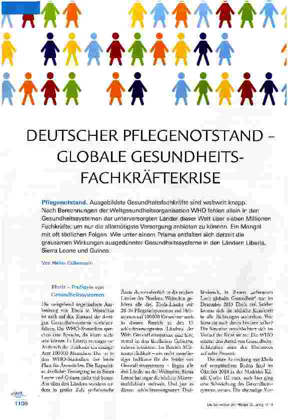 Vorschauseite 1: DEUTSCHER PFLEGENOTSTAND -GLOBALE GESUNDHEITS-FACHKRÄFTEKRISE