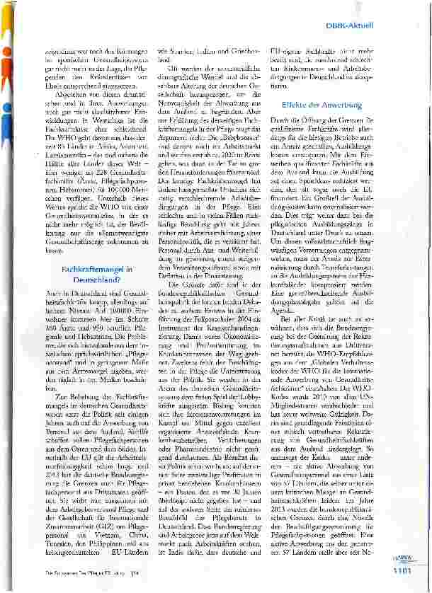 Vorschauseite 2: DEUTSCHER PFLEGENOTSTAND -GLOBALE GESUNDHEITS-FACHKRÄFTEKRISE