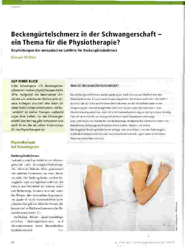 Vorschauseite 1: Beckengürtelschmerz in der Schwangerschaft ein Thema für die Physiotherapie?
