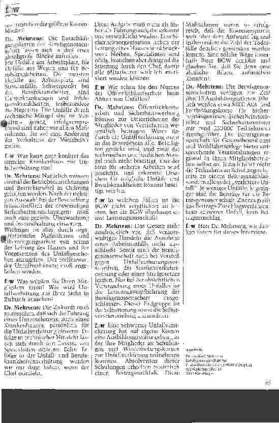 Vorschauseite 4: Das aktuelle Interview mit dem neuen Direktor der Berufsgenossenschaft Gesundheitsdienst