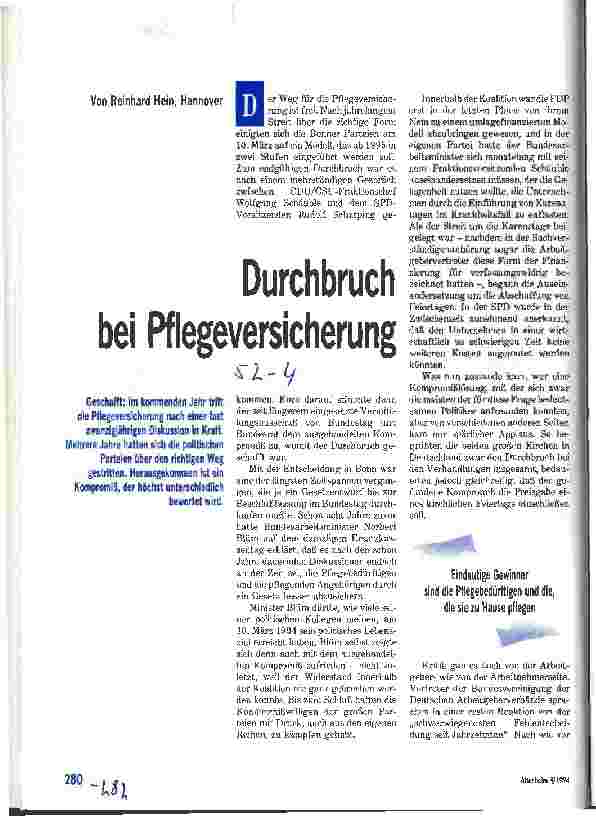Vorschauseite 1: Durchbruch bei der Pflegeversicherung
