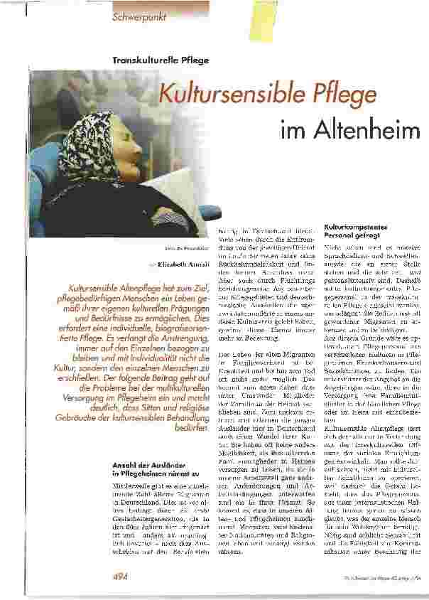 Vorschauseite 1: Kultursensible Pflege im AltenheimTranskulturelle Pflege