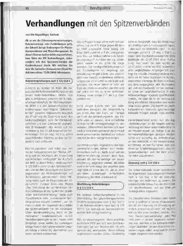 Vorschauseite 1: Verhandlungen mit den Spitzenverbänden