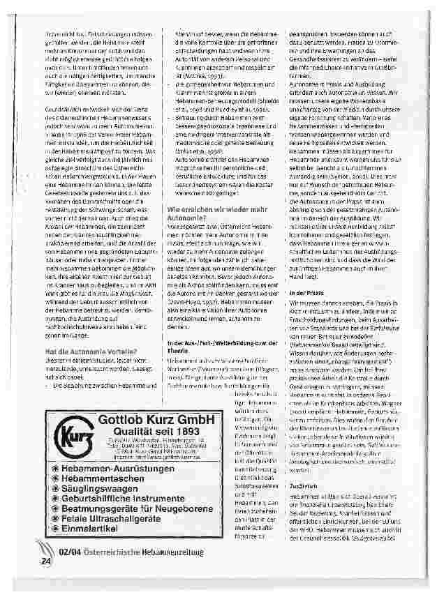 Vorschauseite 3: Die Autonomie der Hebamme