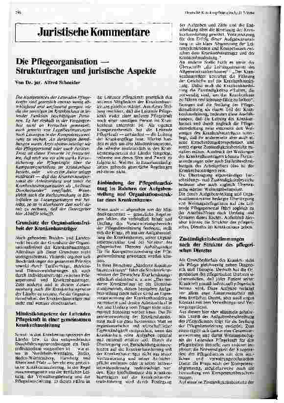 Vorschauseite 1: Die Pflegeorganisation- Strukturfragen und juristische Aspekte