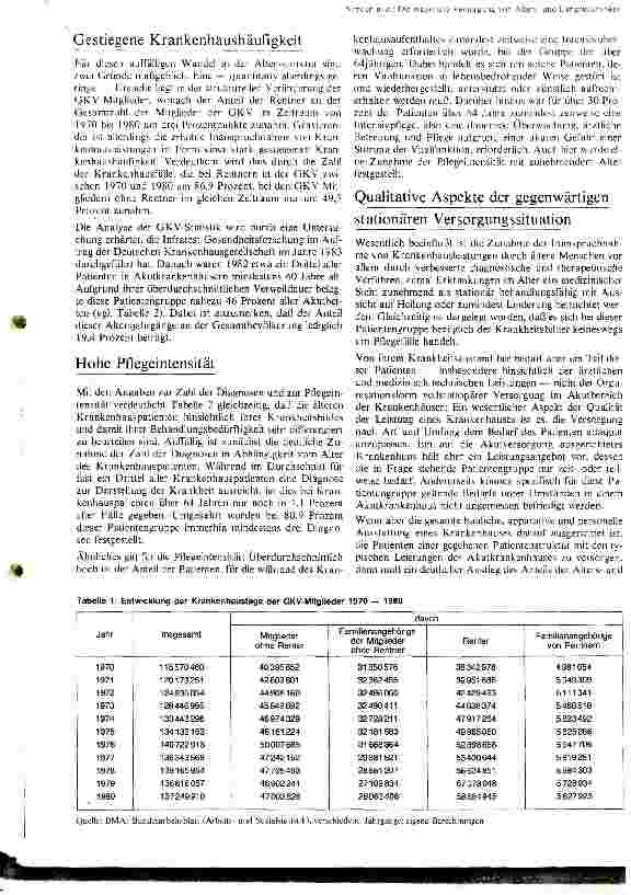Vorschauseite 2: Der stationäre Vergleich von Alters und Langzeitkranken
