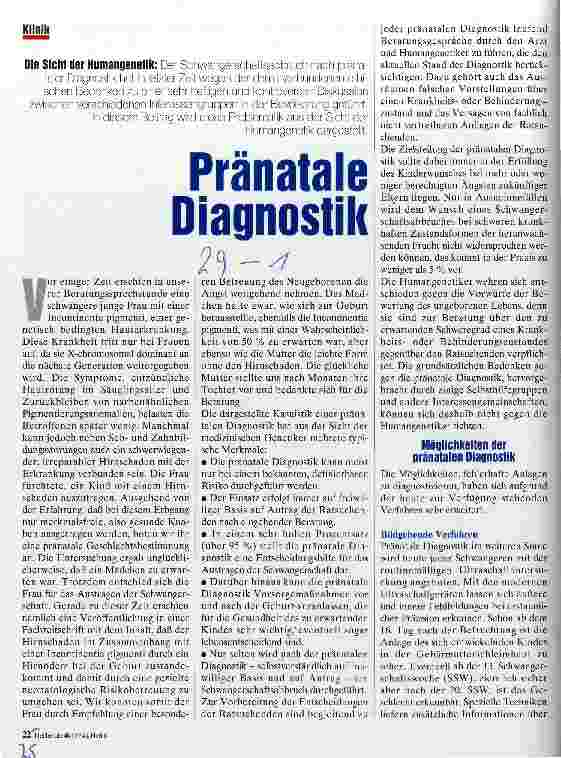 Vorschauseite 1: Pränatale Diagnostik Die Sicht der Humangenetik