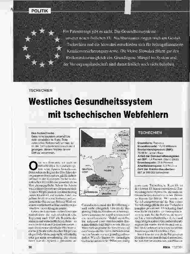 Vorschauseite 1: Westliches Gesundheitssystem mit tschechischen Webfehlern