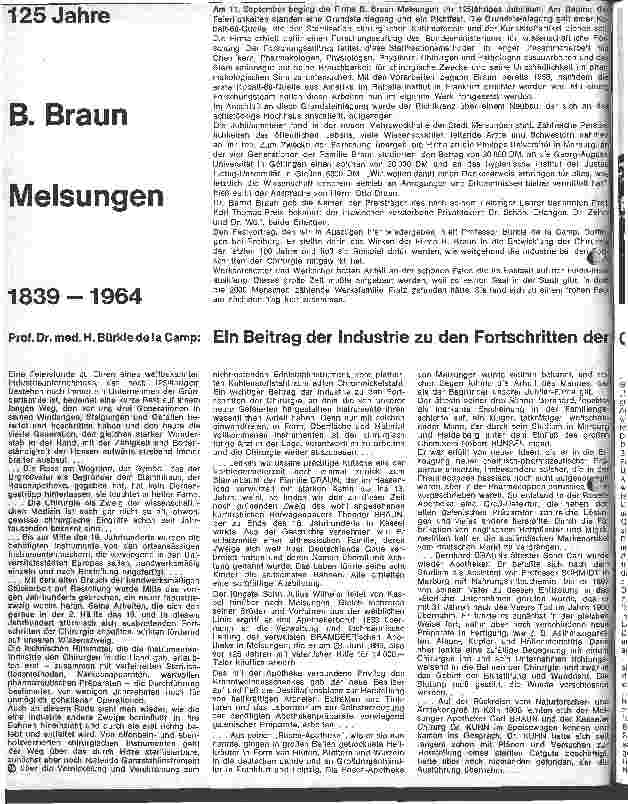 Vorschauseite 1: B. Braun Melsungen 1839 - 1964 Festrede anläßlich des 125 jährigen Bestehens