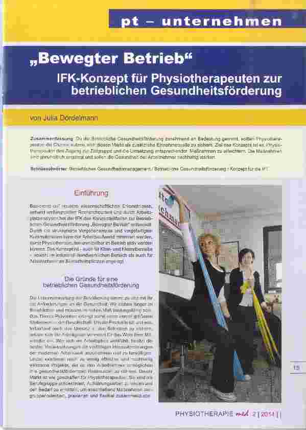 Vorschauseite 1: „Bewegter Betrieb IFK-Konzept für Physiotherapeuten zur betrieblichen Gesundheitsförderung