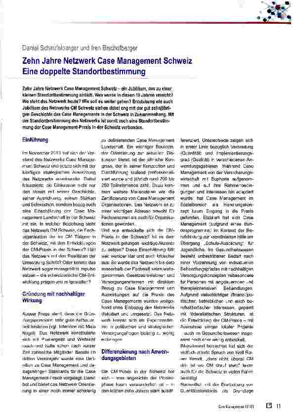 Vorschauseite 1: Zehn Jahre Netzwerk Case Management Schweiz Eine doppelte Standortbestimmung