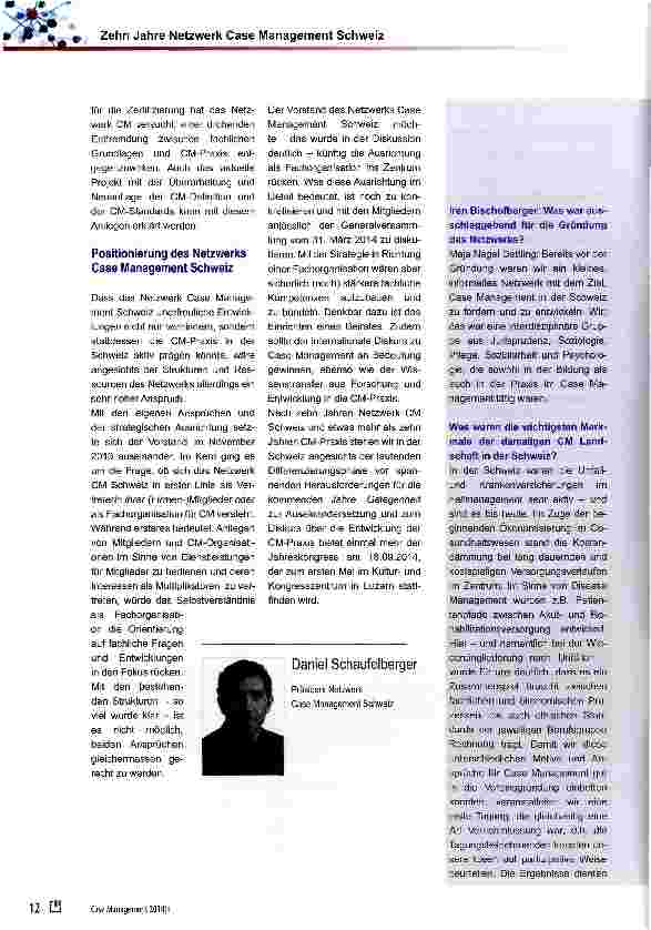 Vorschauseite 2: Zehn Jahre Netzwerk Case Management Schweiz Eine doppelte Standortbestimmung