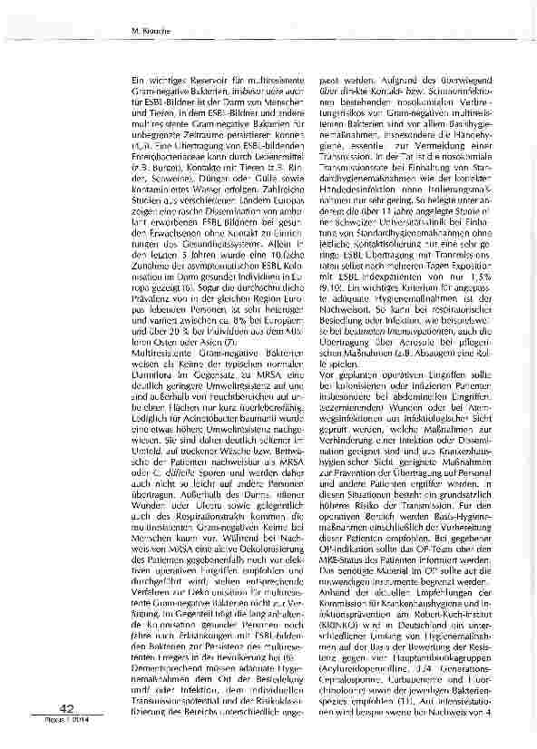 Vorschauseite 2: Hygienisches Management von Patienten mit multiresistenten Gram-negativen Bakterien auf Intensivstationen und im OP