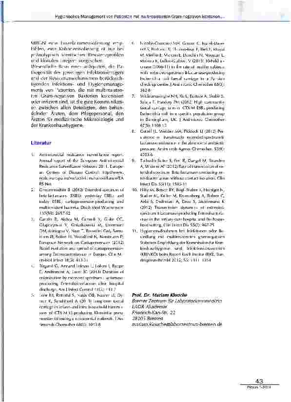 Vorschauseite 3: Hygienisches Management von Patienten mit multiresistenten Gram-negativen Bakterien auf Intensivstationen und im OP