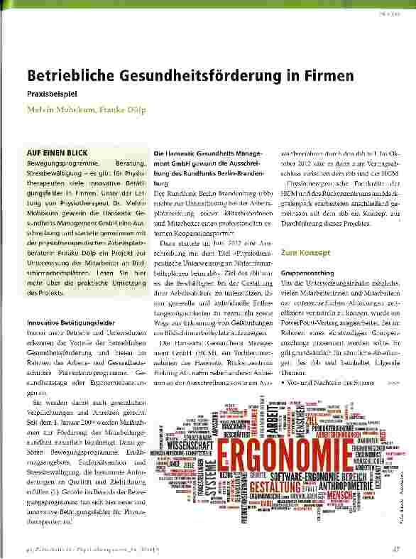 Vorschauseite 1: Betriebliche Gesundheitsförderung in Firmen
