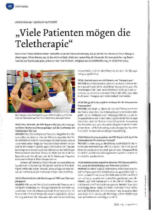 Vorschauseite 1: Viele Patienten mögen die Teletherapie
