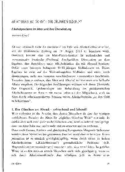 Vorschauseite 1: WHAT SHALL WE DO WITH THE DRUNKEN ELDERLY? Alkoholprobleme im Alter und ihre Überwindung