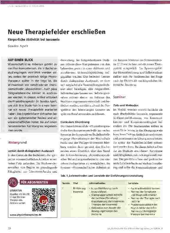 Vorschauseite 1: Neue Therapiefelder erschließen