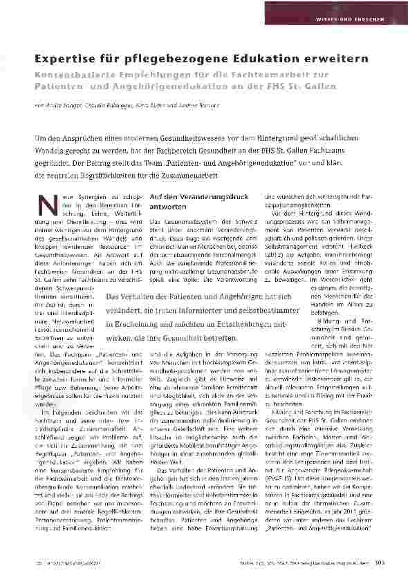 Vorschauseite 1: Expertise für pflegebezogene Edukation erweitern