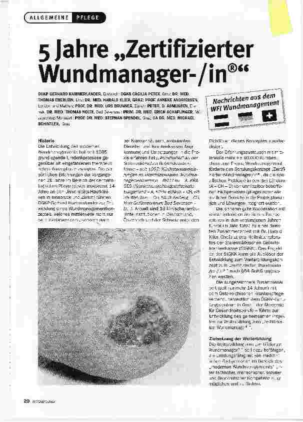 Vorschauseite 1: 5 Jahre Zertifizierter Wundmanager-/in