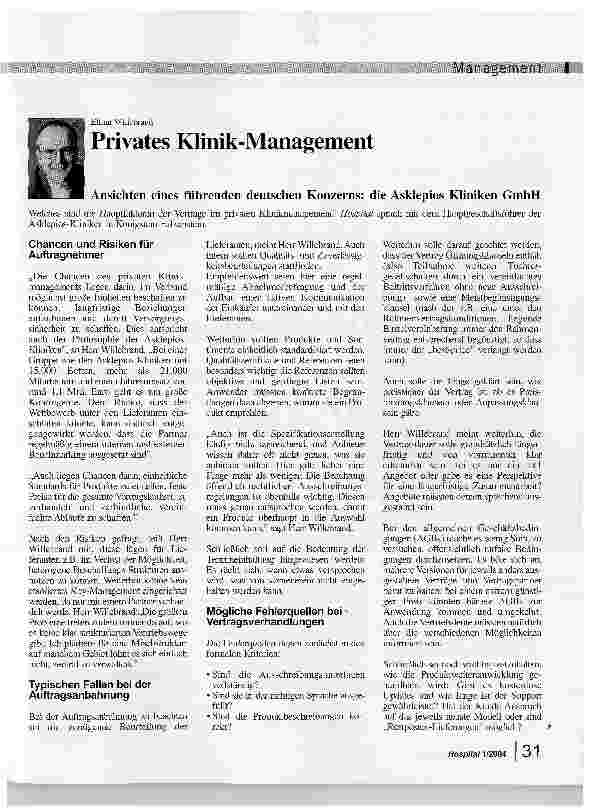 Vorschauseite 1: Privates Klinik-Management