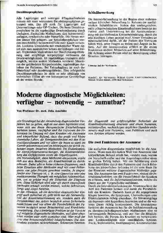 Vorschauseite 1: Moderne diagnostische Möglichkeiten: verfügbar - notwendig - zumutbar?