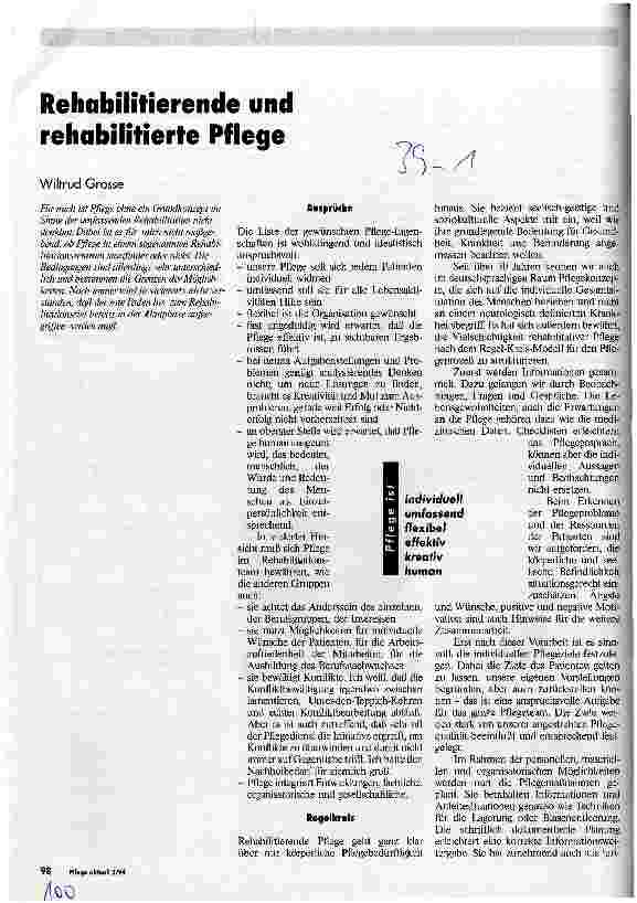 Vorschauseite 1: Rehabilitierende und rehabilitierte Pflege