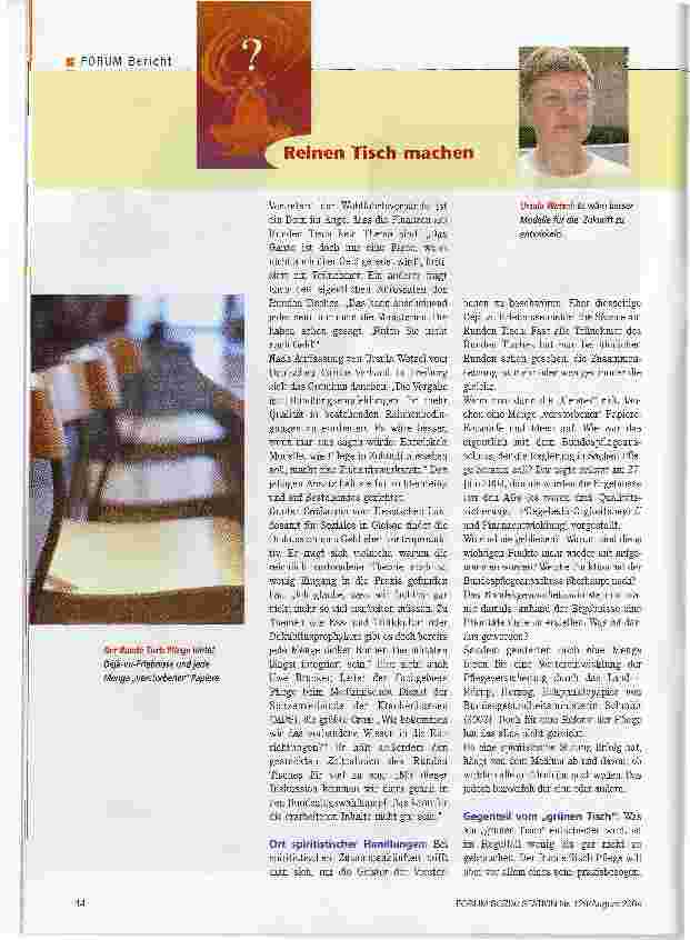 Vorschauseite 3: Reinen Tisch machenDem Runden Tisch Pflege fehlt es an argumentativer Offenheit und unverbrauchten Gesichtern
