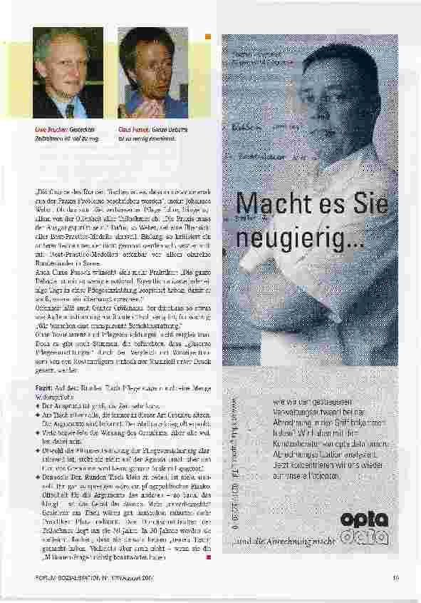 Vorschauseite 4: Reinen Tisch machenDem Runden Tisch Pflege fehlt es an argumentativer Offenheit und unverbrauchten Gesichtern