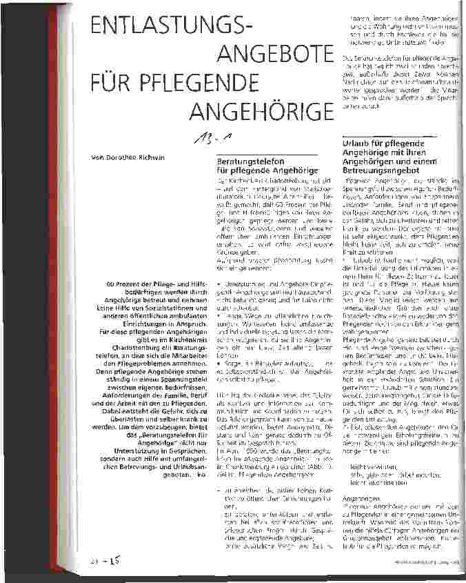 Vorschauseite 1: Entlastungsangebote für pflegende Angehörige
