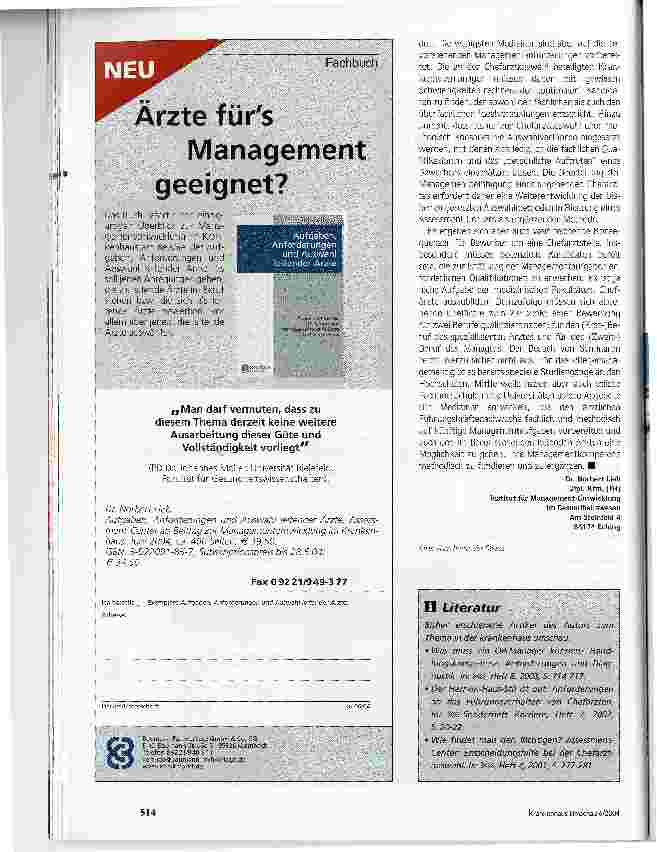 Vorschauseite 3: Managementanforderungen an ChefärzteErgebnisse einer Inhaltsanalyse von Stellenanzeigen