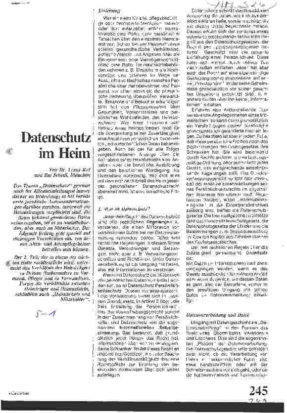 Vorschauseite 1: Datenschutz im Heim