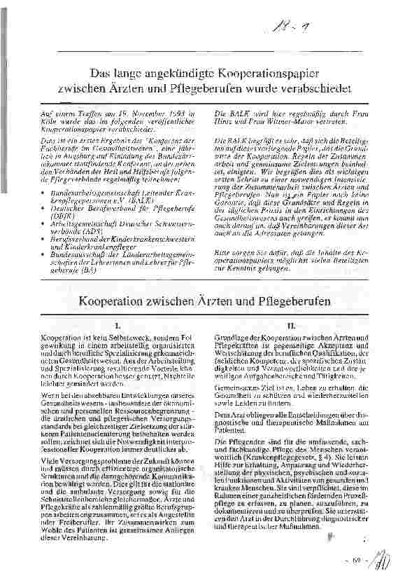 Vorschauseite 1: Das lange angekündigte Kooperationspapier zwischen Ärzten und Pflegeberufen wurde verabschiedet