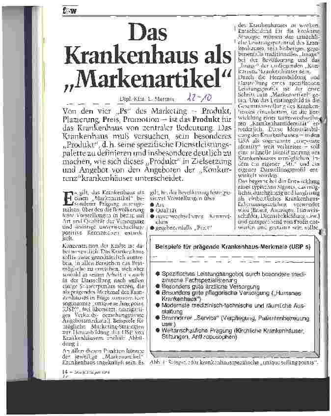Vorschauseite 1: Das Krankenhaus als Markenartikel