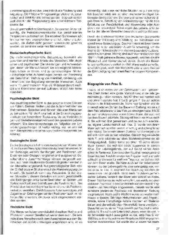 Vorschauseite 3: Thema: Pflegeplanung Hausarbeit