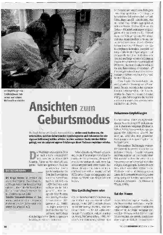 Vorschauseite 1: Ansichten zum Geburtsmodus