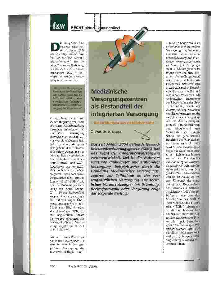 Vorschauseite 1: Medizinische Versorgungszentren als Bestandteil der integrierten Versorgung
