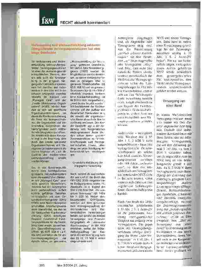 Vorschauseite 3: Medizinische Versorgungszentren als Bestandteil der integrierten Versorgung