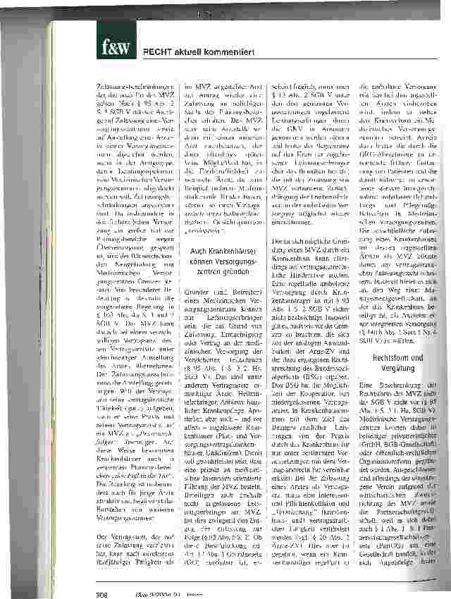 Vorschauseite 5: Medizinische Versorgungszentren als Bestandteil der integrierten Versorgung
