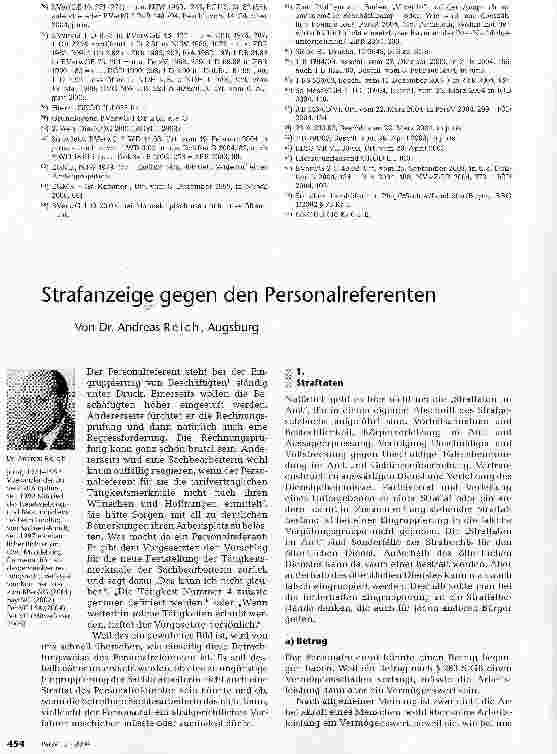Vorschauseite 1: Strafanzeige gegen den Personalreferenten