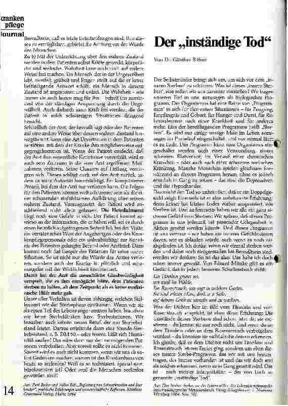 Vorschauseite 5: Menschlichkeit, Unmenschlichkeit im Krankenhaus?